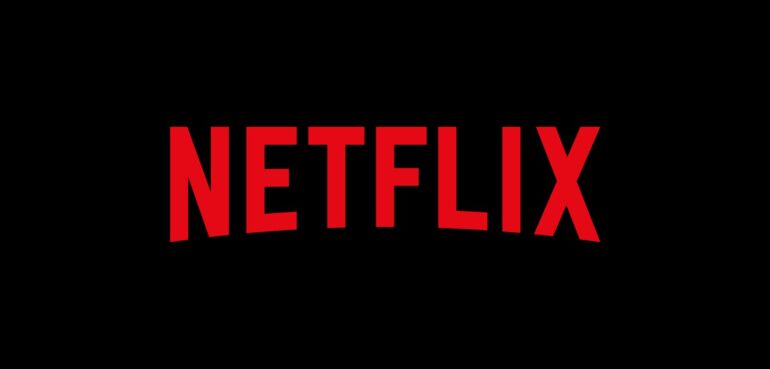 A red netflix logo on a black background.