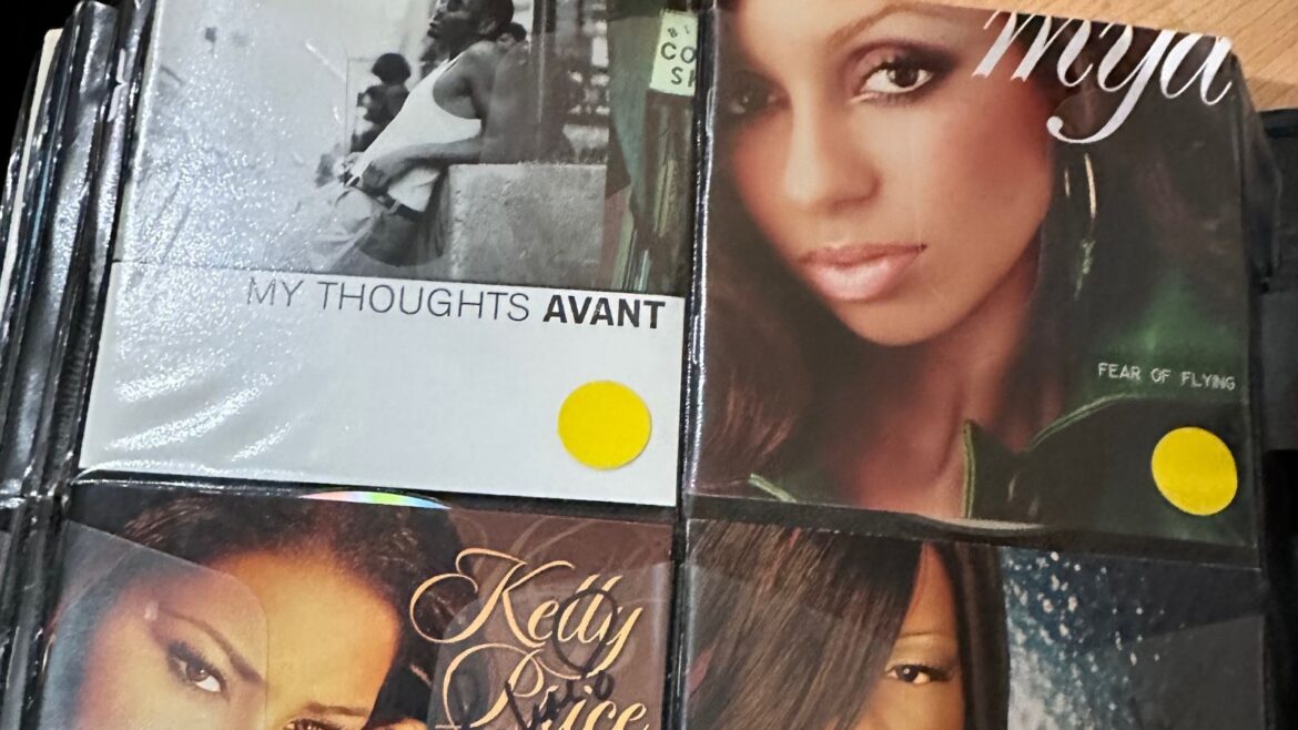 A close up of cds with different covers